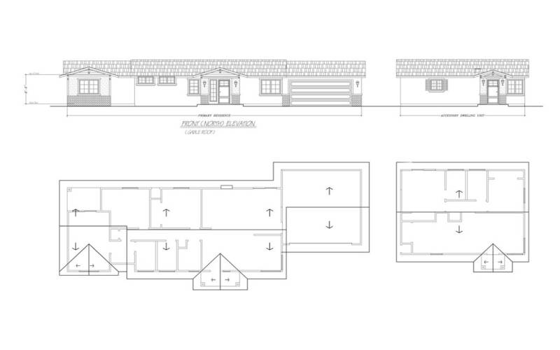 Conceptual Drawing for Single Family Residence with Separate ADU on each Parcel