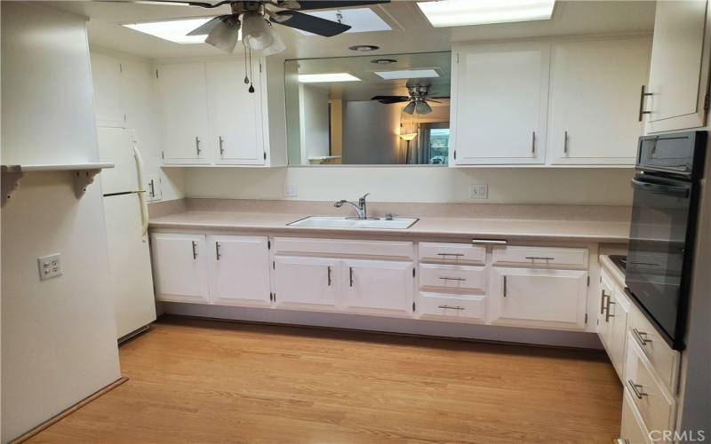 kitchen with white cabinets