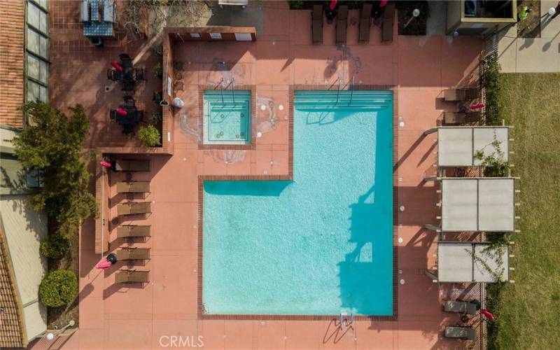 Arial view of pool & spa area