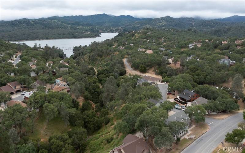 Aerial view looking at Lake Nacimiento to the southwest.