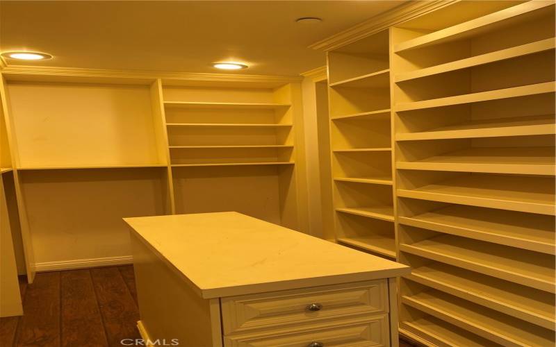 Primary walk in closet with island