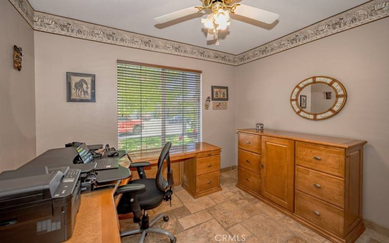 Downstairs Office in Saugus CA home for Sale, Well appointed with  ceiling fan.