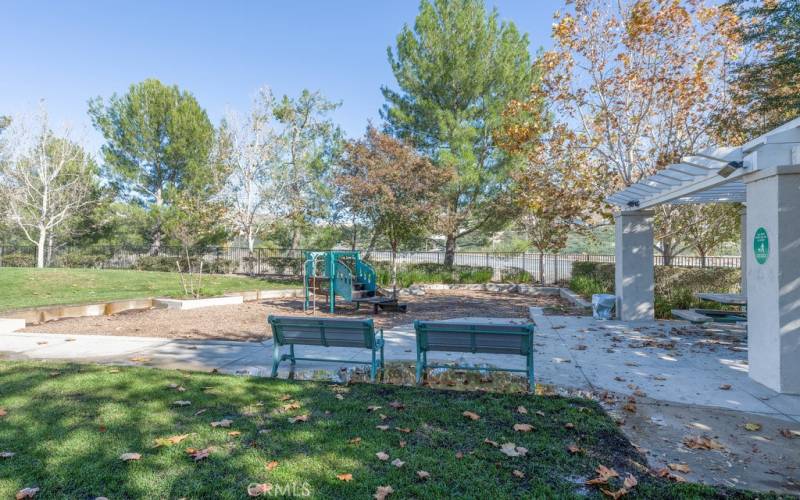 Green landscape blush area Saugus California Community pool and sitting area