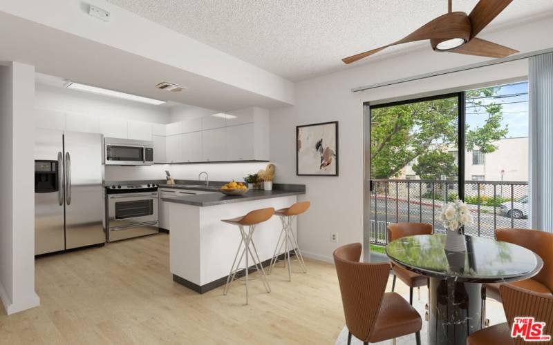 Digitally Staged & Remodeled Townhouse Kitchen & Dining Area