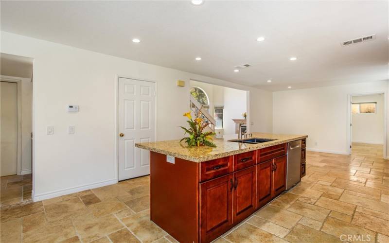 Kitchen,view of pantry behind island