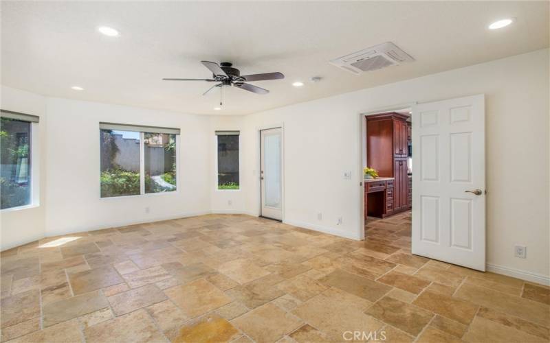 Bonus room with door to outside backyard and door to family room