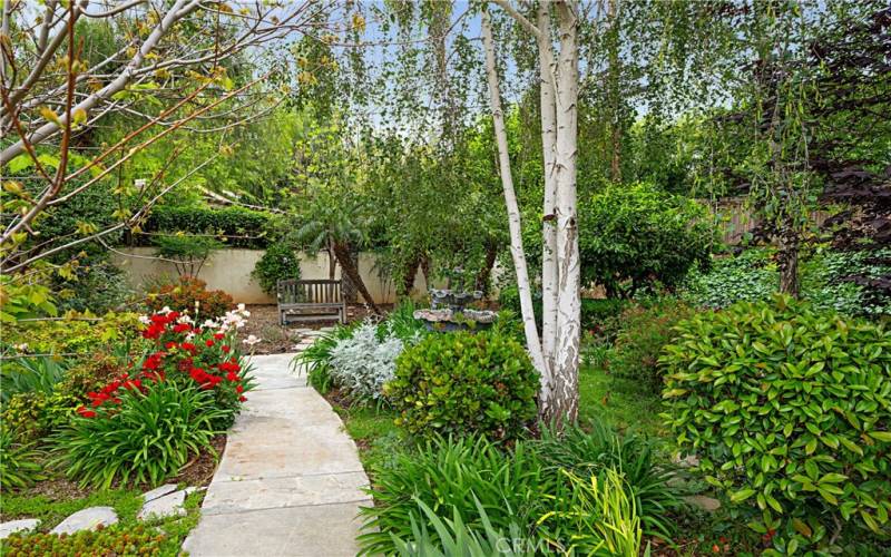 Garden pathways and flowers