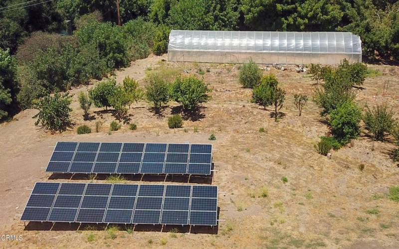 100 Aerial - Solar Panels and Hoop House