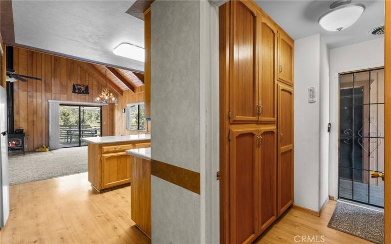 Mudroom entry and kitchen