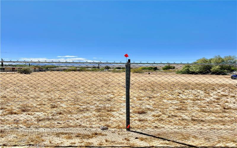 Note Flags and Pole in side fence for Approximate East  property boundary