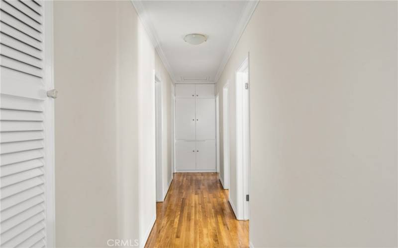 Two bedrooms on each side of the hallway