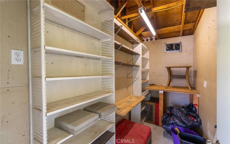 Attached exterior storage room, perfect for workshop, hobby space, dark room
