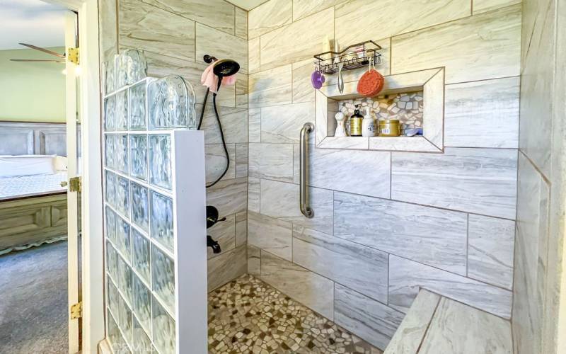 Upstairs remodeled shower.