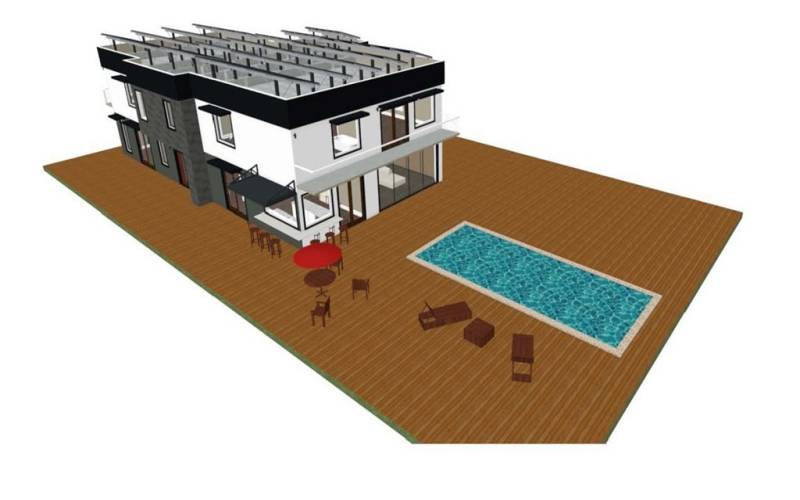Home + ADU + Pool rendering