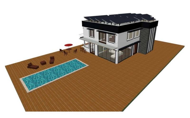 Home + ADU + Pool rendering