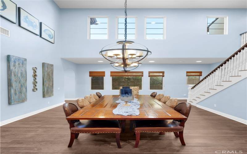 Formal vaulted ceiling dining room angle 3