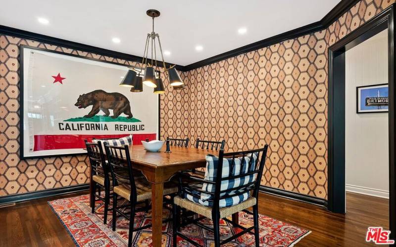 Dining Room with wallpaper