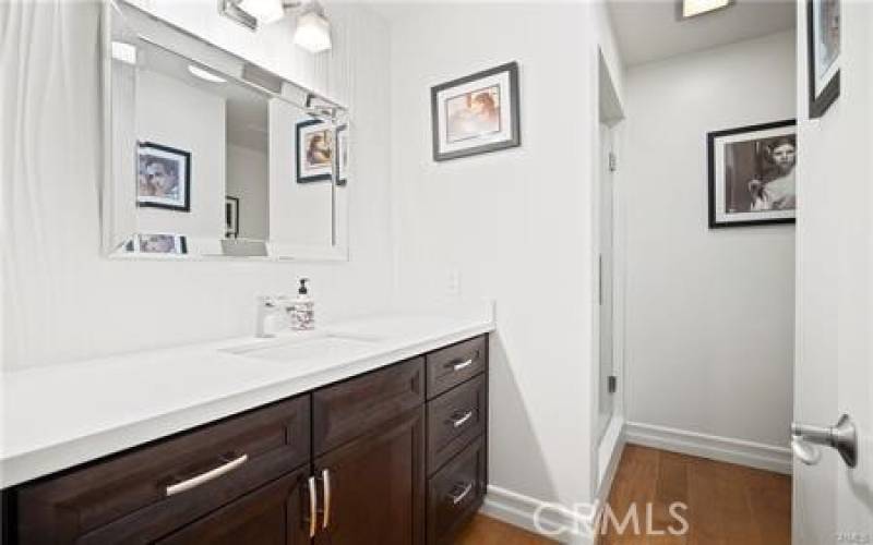 Guest bathroom with modern touches.
