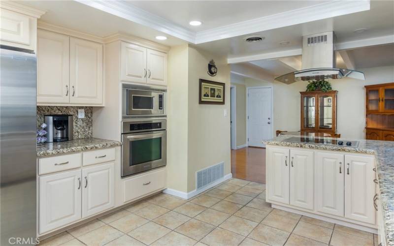 Stainless steel appliances with built in coffee bar station