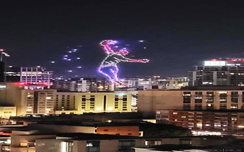 Drone Light show over Petco Park, baseball stadium