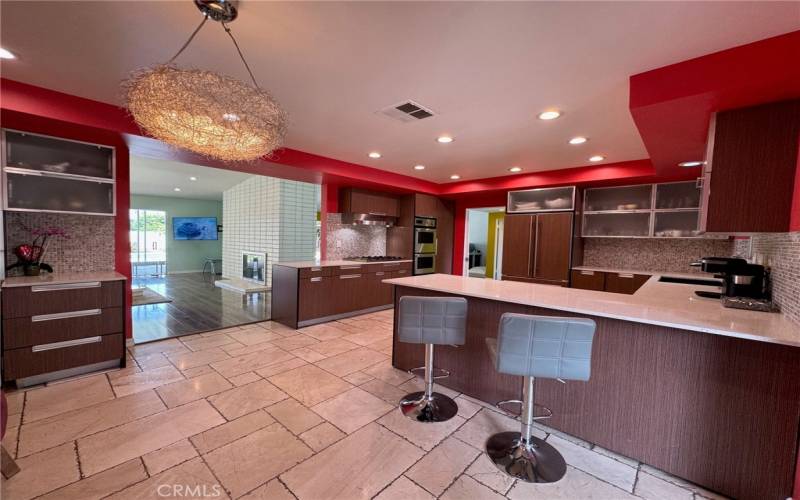 Entertainers kitchen opens to living room,