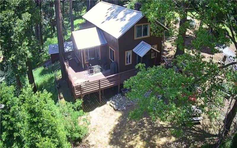 Drone shot of house and property