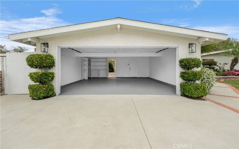 Large over-sized garage with an extra wide driveway