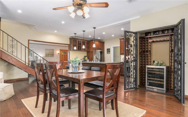 Dining area and Family room w/Wine storage