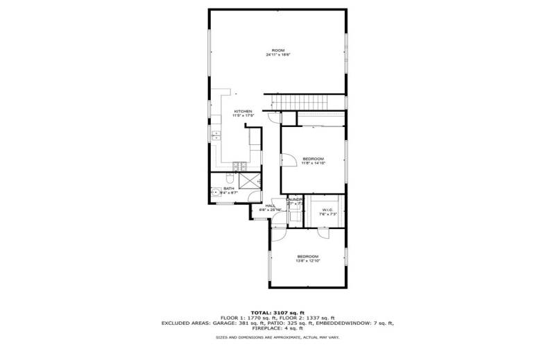 Two bedroom guest house floorplan