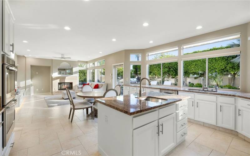 Spacious kitchen overlooking the backyard and completely open to the family room.