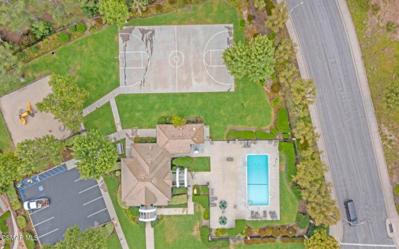 Pool + sport court + playground