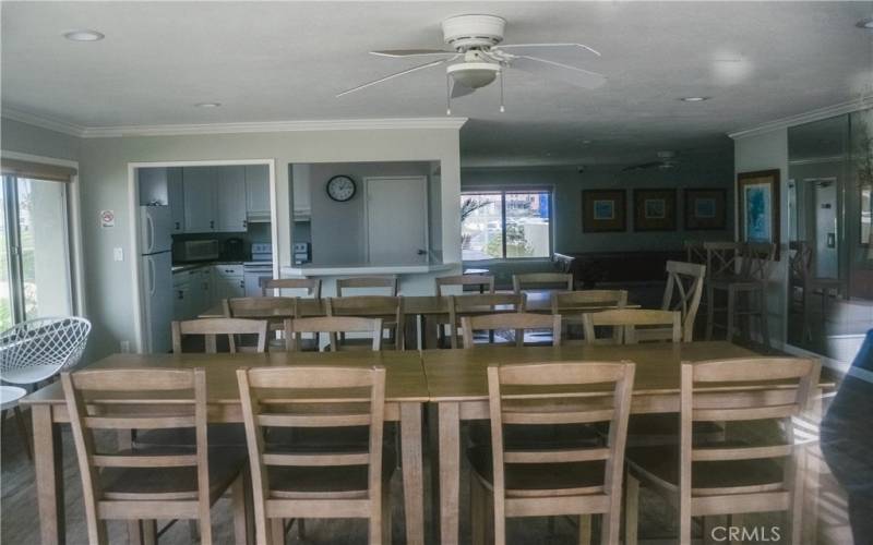 Clubhouse Interior   Pool table at back of room   Full kitchen