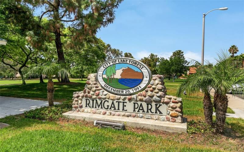 Rimgate Parks Sign which uis around the corner from the community of Bench Mark Villas