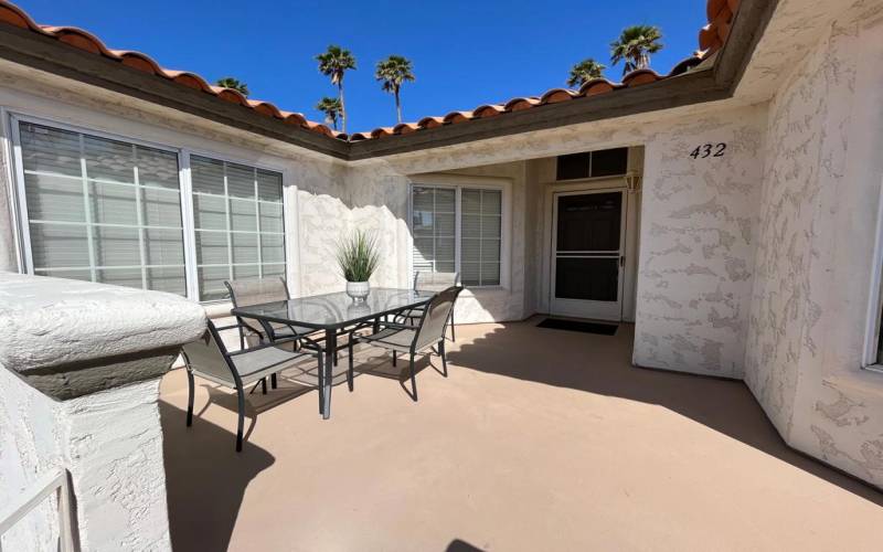 front patio facing entry