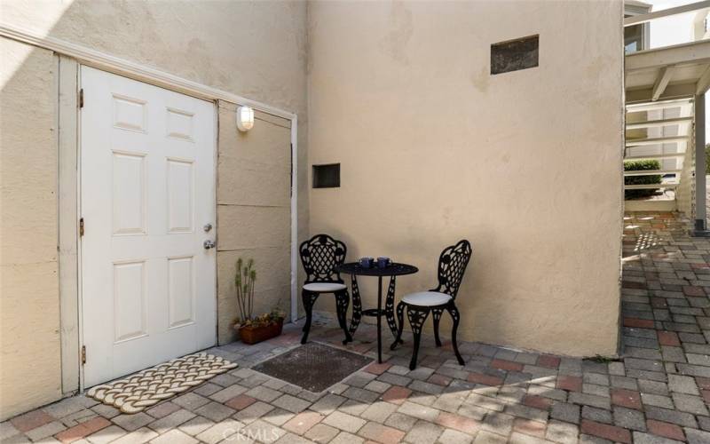 Entrance to the converted garage.