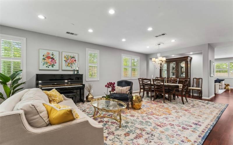 Living room & formal dining area from front door