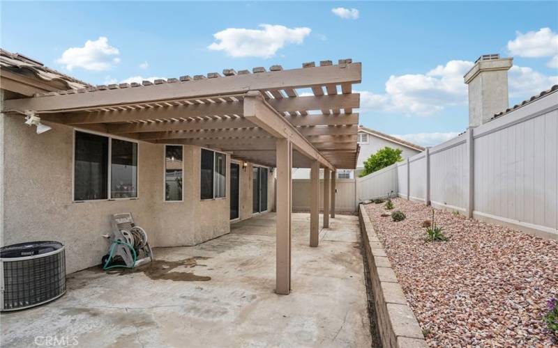 Backyard Patio Cover and Landscaped planter