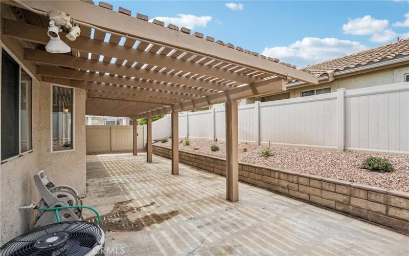Backyard Patio Cover and Landscaped planter