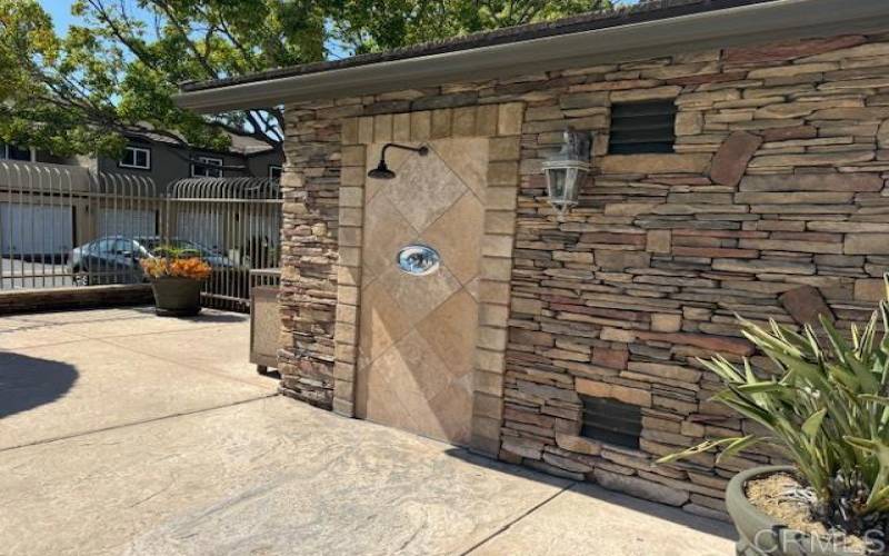 community pool area shower