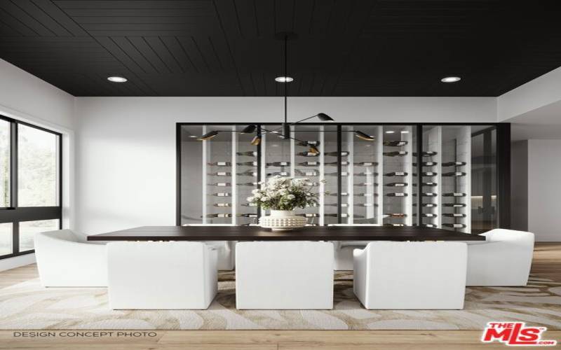 Dining Area with Wine Showcase