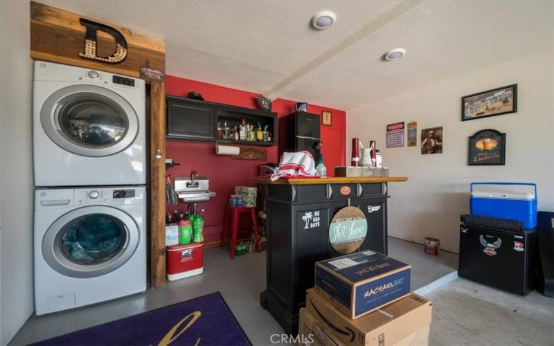 Laundry area in garage.