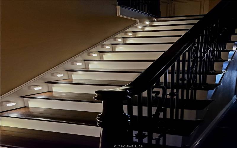 Lights on each stair that lights up at night when you walk up or down stairs