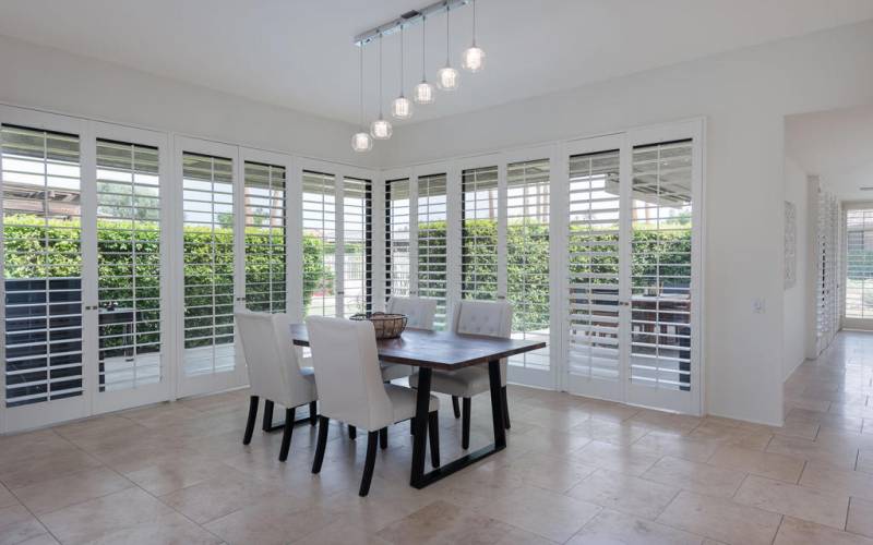 Dining Area w Plantation Shutters
