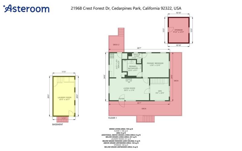 Asteroom Floorplan and Measurements