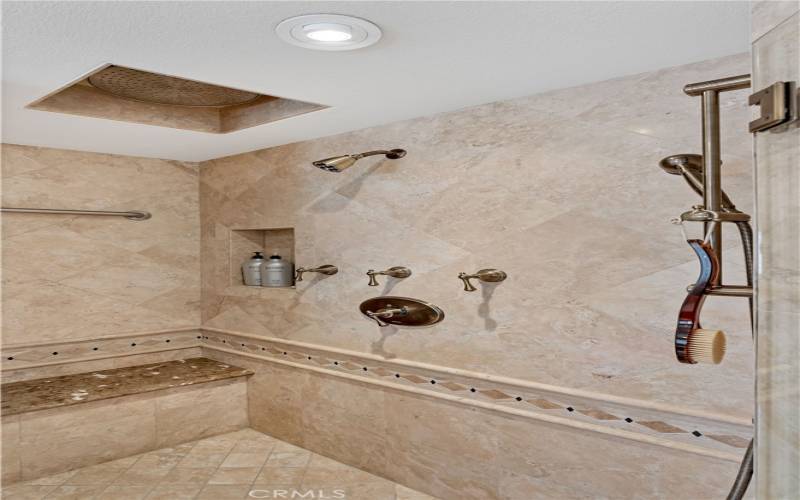 Shower with stone bench