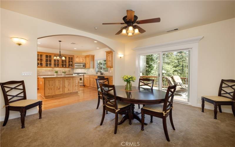 Dining Room opens to deck.