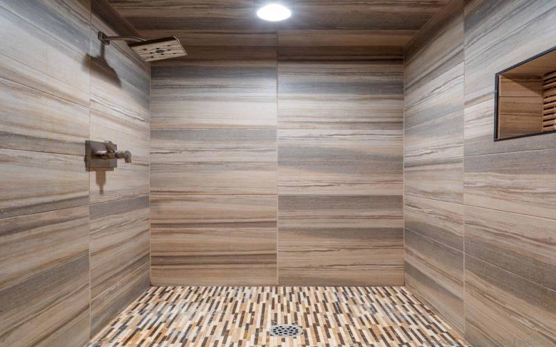 Large walk in shower added with remodel of primary bath.