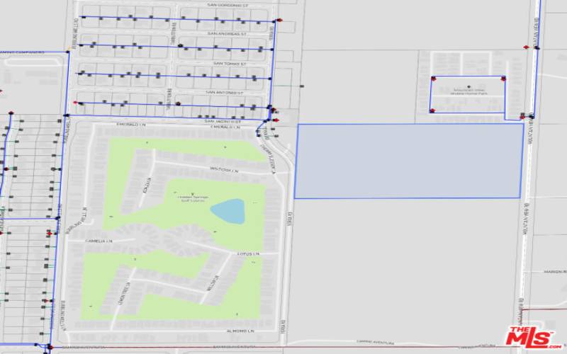 Map Water Main located on the corner of the Property