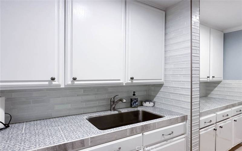 Sink in remodeled laundry room
