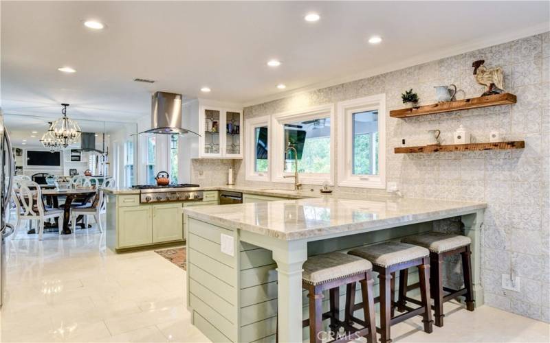 Fully remodeled kitchen.  Ceilings were raised to match the den height.